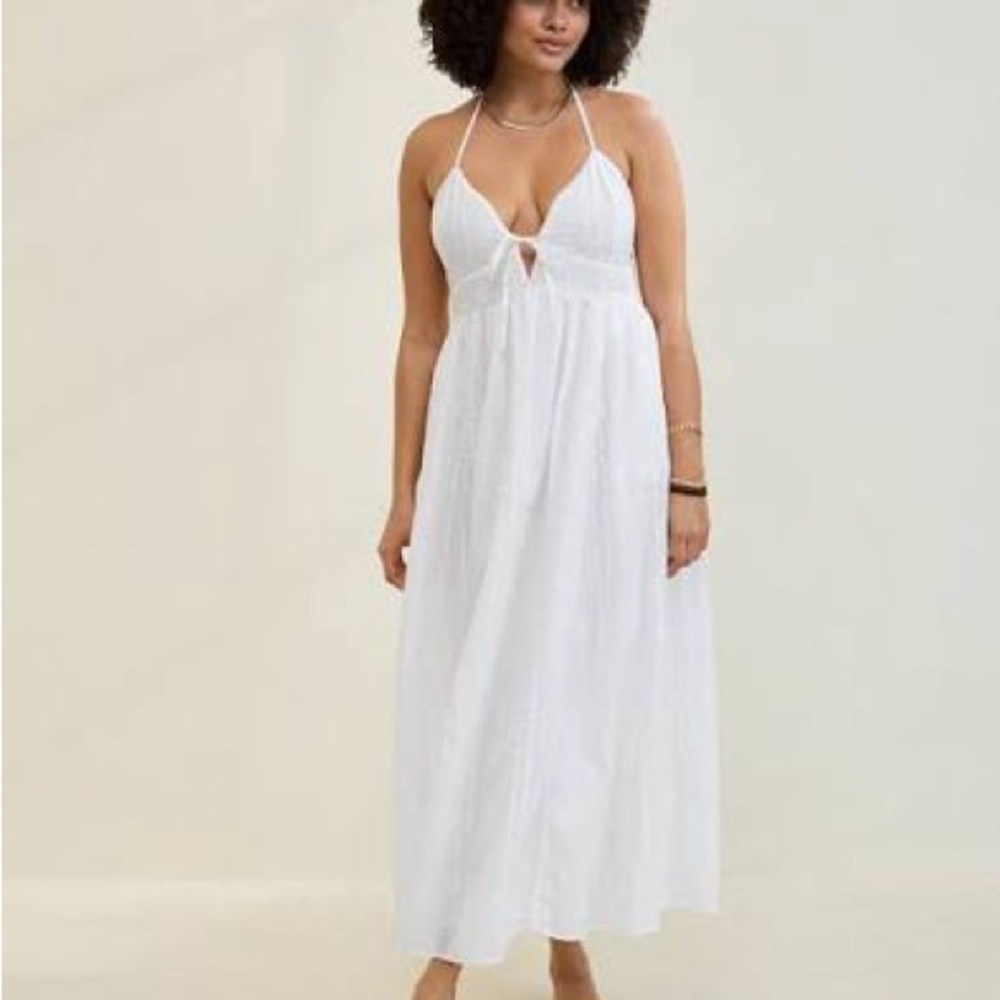 Aerie  White Halter Maxi Dress